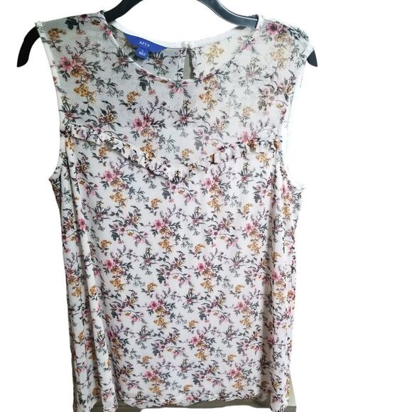 APT.9 Flowery Sleeveless Pullover Top - Size Large - Picture 9 of 11